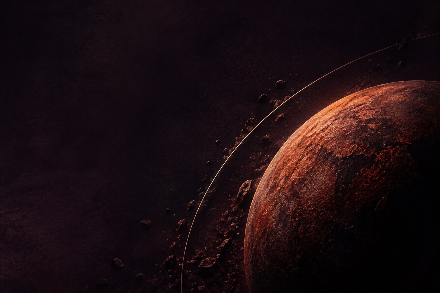 Saturn Return in Aries: a rust-coloured planet with a thin orbital trace